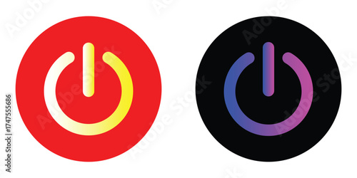 power button icon. on ff switch symbol for technology and energy control. digital electric push button design. modern round glossy interface element for web, mobile app, computer, or device UI vector 