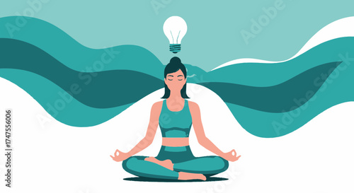 Meditative Concept of Inspiration: A Serene Illustration of Mindfulness and Creative Awakening