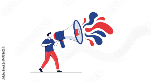 Megaphone Announcement: Communication Amplification Visualizing Information Broadcasting, Vector