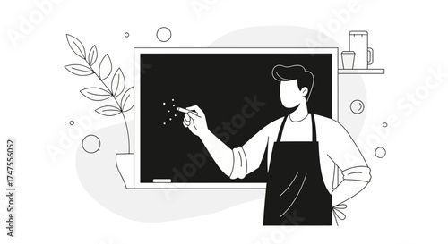 Minimalist Teacher Illustration: A Smart and Creative Artwork Depicting Education