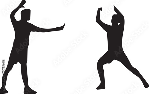 Black vector silhouette of a woman ballet dancer in an action jump for illustration of people dancing fitness and sport