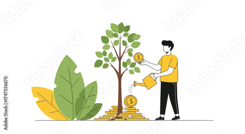 Nurturing Finance: A Visual Metaphor Depicting Financial Growth And Investment