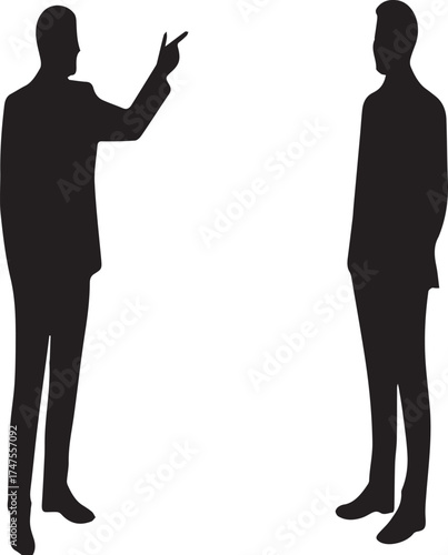 Simple vector silhouette illustration of business people, men, and women in suits on a transparent or white background, symbolizing success and teamwork