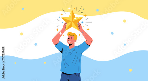 Person Holding Sparkling Star Symbolize Achievement, Success, And Recognition With Flair