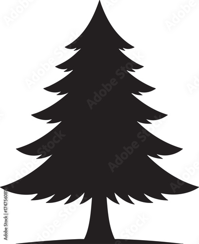 Minimal Christmas Tree Silhouette | Black Vector Graphic