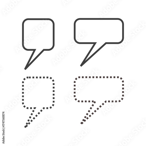 Chat Speech Bubble Outline and Dotted Icon Set