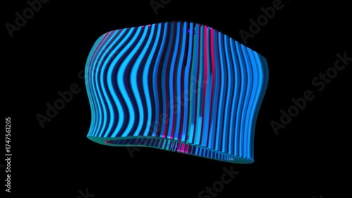 Abstract 3D Circular Formation of Rectangles with Dark Gradient Glow Animation on Black Background, Futuristic Loop Motion Graphic
