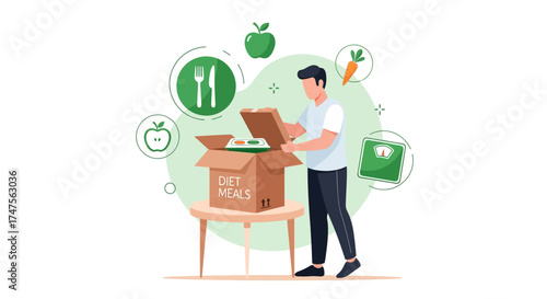 Person Receiving Diet Meals Delivered Freshly, Promoting Healthy Eating and Lifestyle Choices