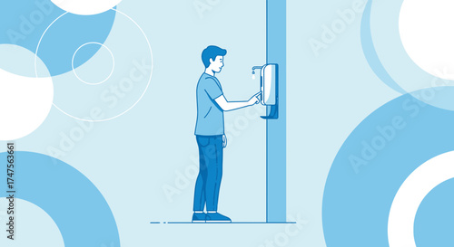 Person Using Hand Sanitizer Dispenser For Protection In A Clean Environment