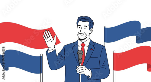 Political Speech Delivery And Communication With Flag Design And Patriotic Presentation