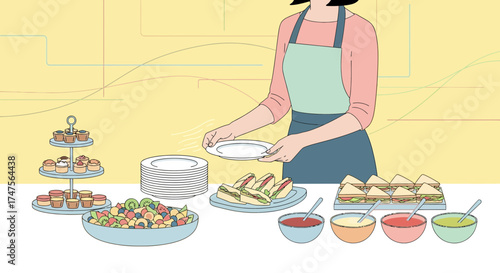 Preparation Of Delicious Refreshments And Dishes For A Social Convivial Gathering