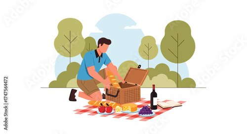 Preparing A Pleasant Picnic With Food And Drinks In A Lush Green Park Setting