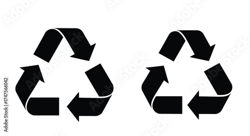 Black and white recycling symbol repeated twice in a simple design