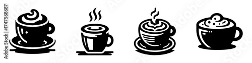 Modern Minimalist Macchiato Icon, Flat Silhouette of a Small Cup Vector for Café Illustration Design