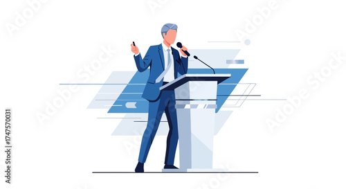 Professional Speaker Addresses Audience at Conference, Presentation in Modern Style