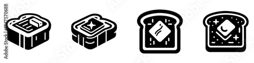 Modern Minimalist Toast with Butter Icon, Flat Silhouette of a Breakfast Vector for Café Illustration Design