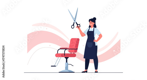 Professional Hair Stylist Posing With Scissors Preparing For a Modern Hairstyling Experience