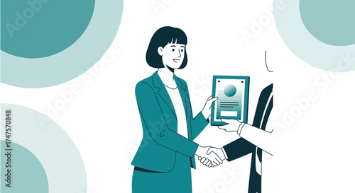 Professional Handshake And Certificate Presentation Illustrating Business Achievements And Success