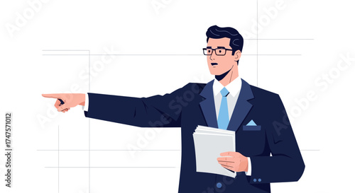Professional Pointing with Confidence, Explaining and Presenting, Business Leader Directing