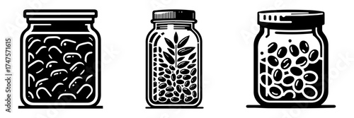 Modern Minimalist Coffee Jar Display Icon, Flat Silhouette of Café Storage Vector for Interior Illustration Design