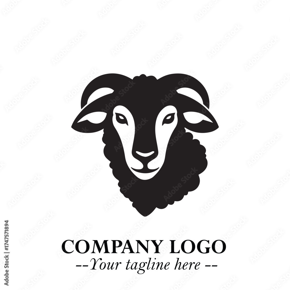 Obraz premium Head of Sheep Logo Symbol in Minimalist Modern Vector Design for Farm, Agriculture, and Wool Branding