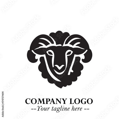 Head of Sheep Logo Symbol in Minimalist Modern Vector Design for Farm, Agriculture, and Wool Branding
