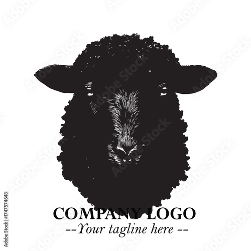 Head of Sheep Logo Symbol in Minimalist Modern Vector Design for Farm, Agriculture, and Wool Branding