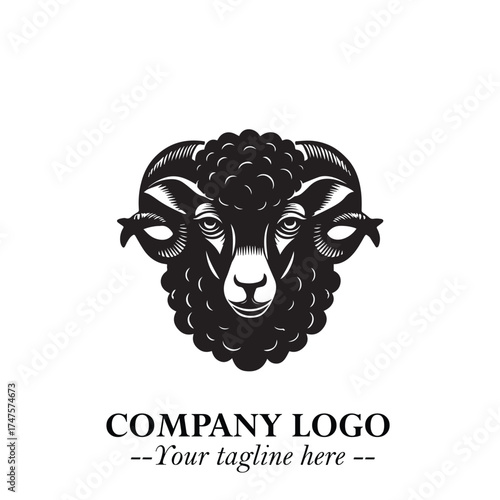 Head of Sheep Logo Symbol in Minimalist Modern Vector Design for Farm, Agriculture, and Wool Branding