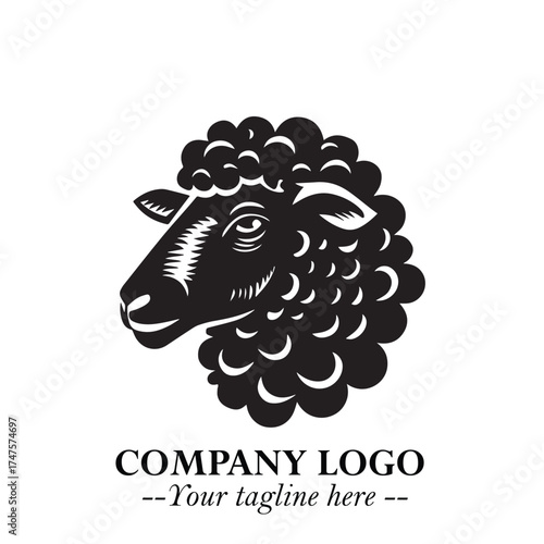 Head of Sheep Logo Symbol in Minimalist Modern Vector Design for Farm, Agriculture, and Wool Branding
