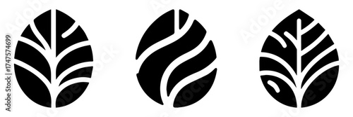 Modern Minimalist Coffee Leaf Icon, Flat Silhouette of a Plant Element Vector for Café Illustration Design