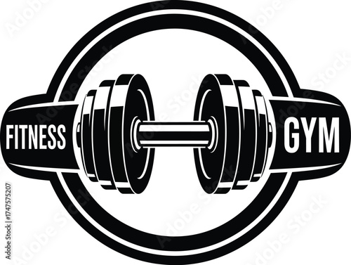 Dynamic fitness gym logo with dumbbell icon for branding and promotion