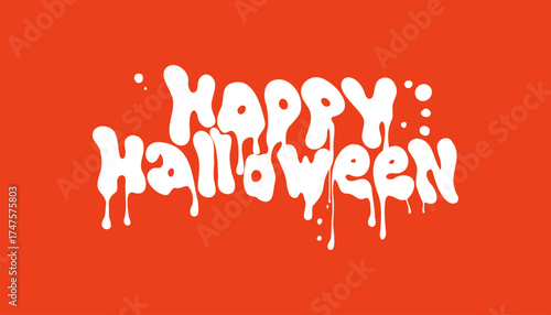 Happy Halloween Typography, Spooky Drip Halloween Font Design