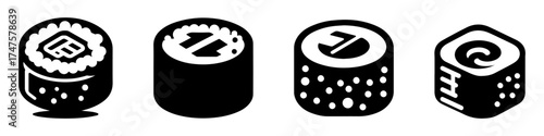 Sushi Rolls: A Culinary Delight in Monochrome.
