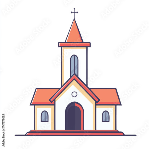  Illustration of a Church Building with a Cross on Top