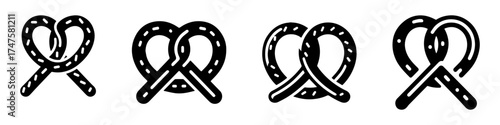 Pretzel Icons Set: Delicious Baked Goods Collection.