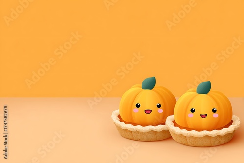 Cute Halloween Themed Pumpkin Tarts with Decorative Crust