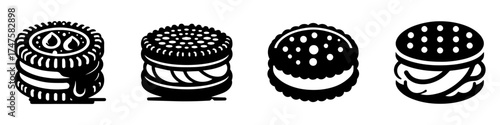 Cookies in a row black and white tasty treats delicious snacks dessert time.