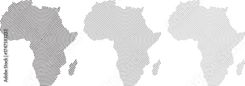 Geometric dotted round pattern shape Vector Africa map.