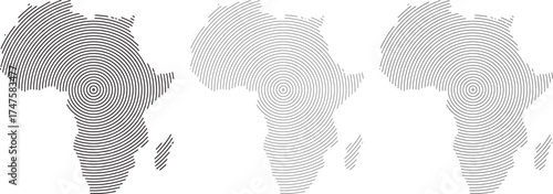Geometric round line shape Vector Africa map.