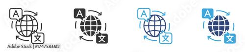 Global Language Translation And Communication icon set, Translate icon , global language exchange  icon, vector illustration. 