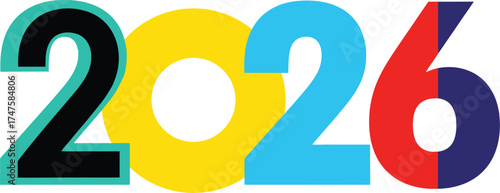 Colorful modern vector typography design for the year 2026 celebration