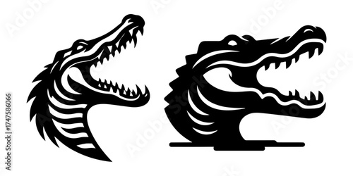 Alligator Head Silhouette Designs: Vector Graphics for Creative Projects.
