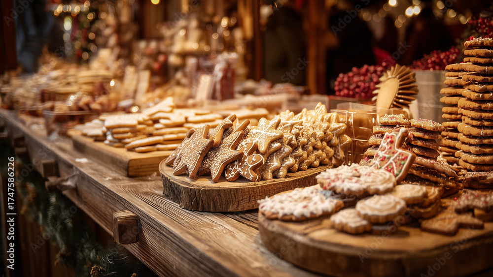 Fototapeta premium Christmas Market Sweets and Festive Holiday Treats