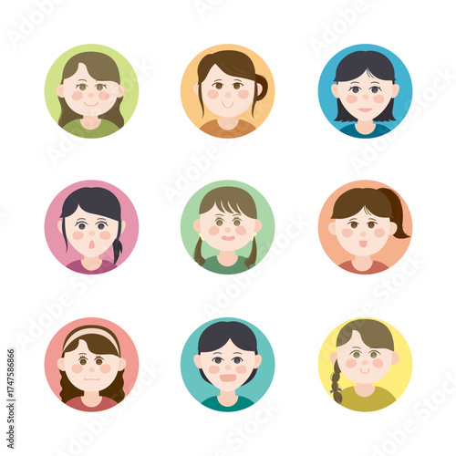 女性アイコンのイラストセット
