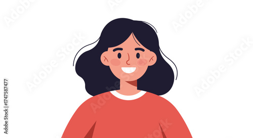 Smiling Woman with Dark Hair Illustration