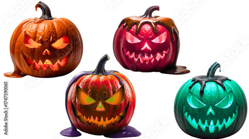 halloween pumpkin set with spooky jack o lantern faces