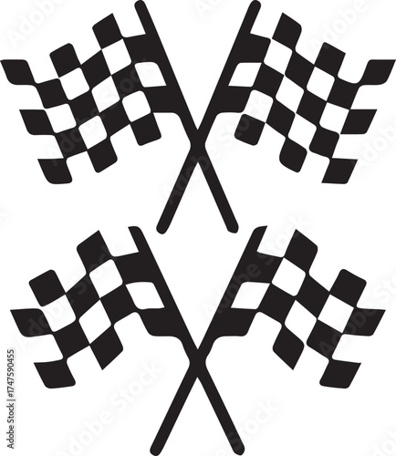 Checkered racing flag vector illustration for finish line sport competition