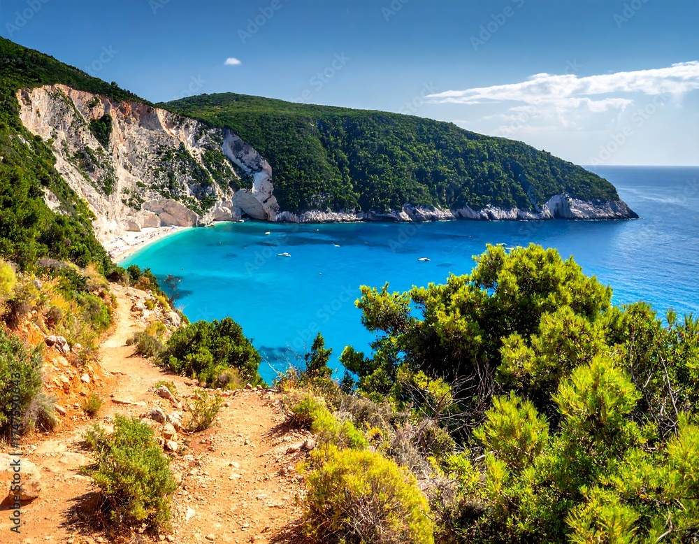 Fototapeta premium Panoramic view of a pristine beach with turquoise waters