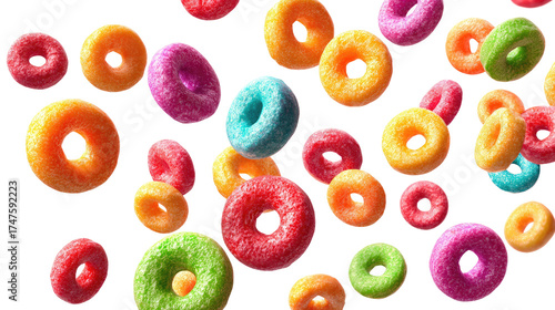 Floating Colorful Fruit Cereal Loops