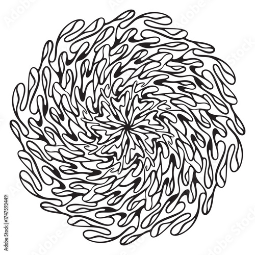 Black and White Abstract Swirl Vector Set, Mandala Coloring Pages